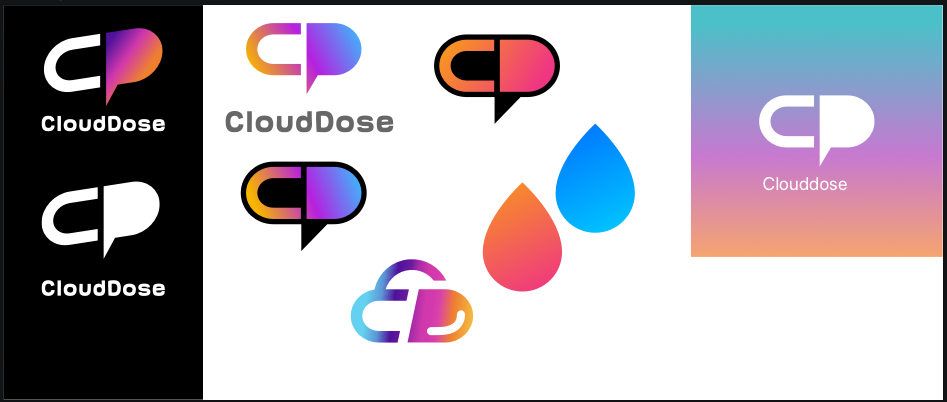 CloudDose early logo prototypes