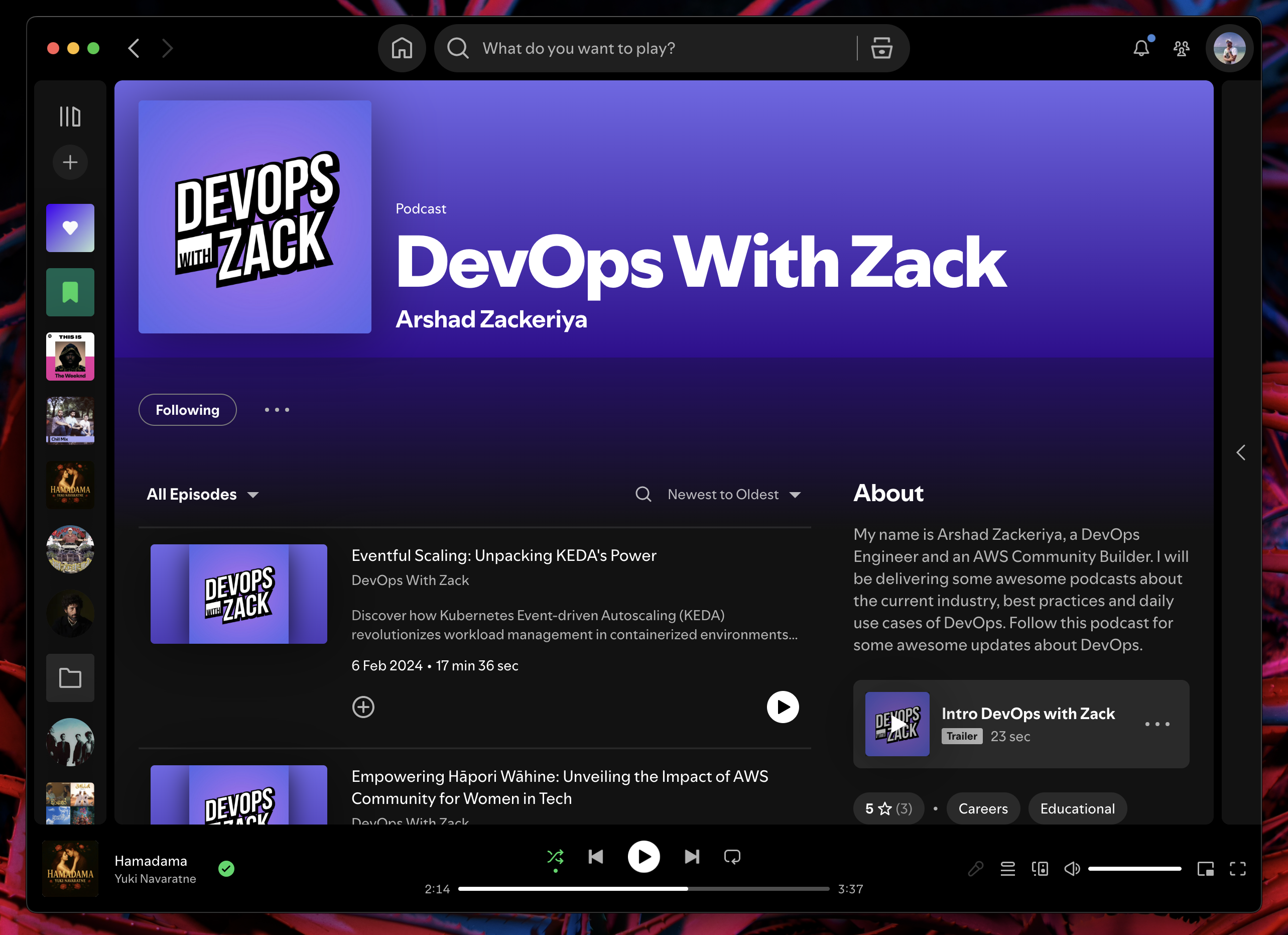 DevOps With Zack Spotify podcast screenshot
