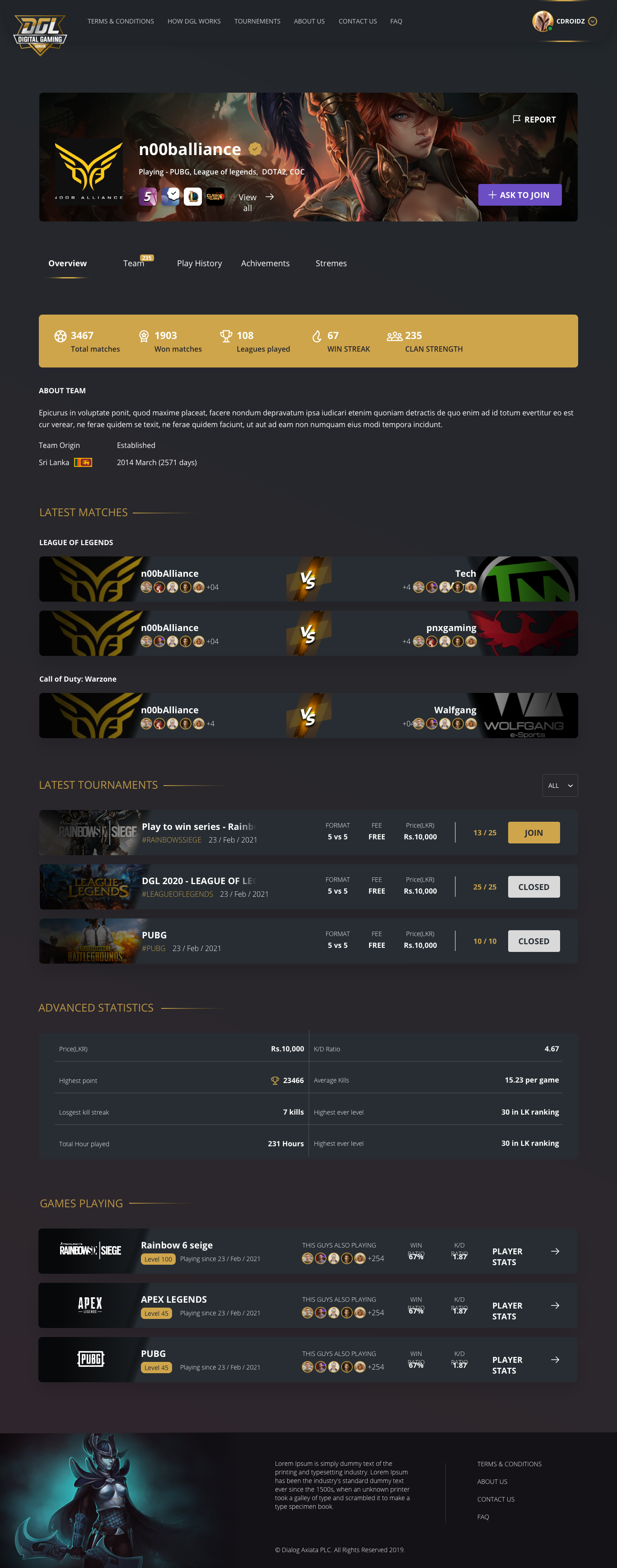 Clan profile overview screen