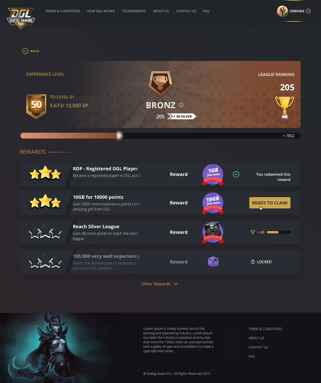Profile claim active state screen