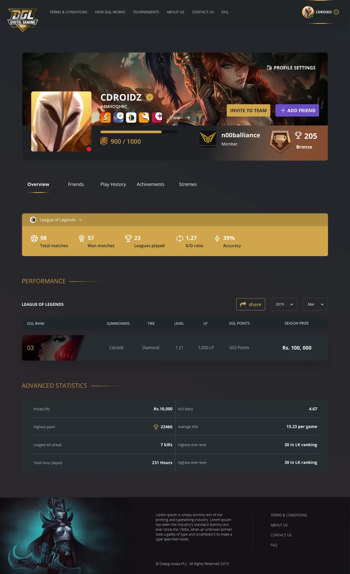 Profile league of legends stats screen