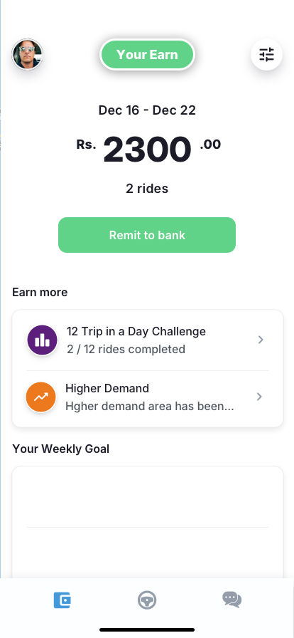 Driver app Earnings UI