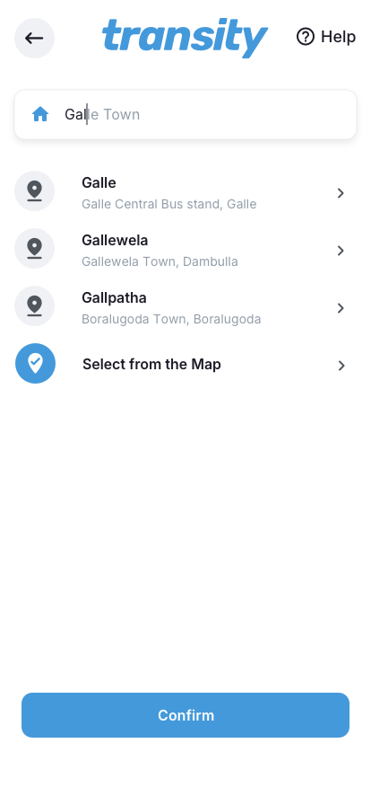 Driver app Home-Location Enter-location UI