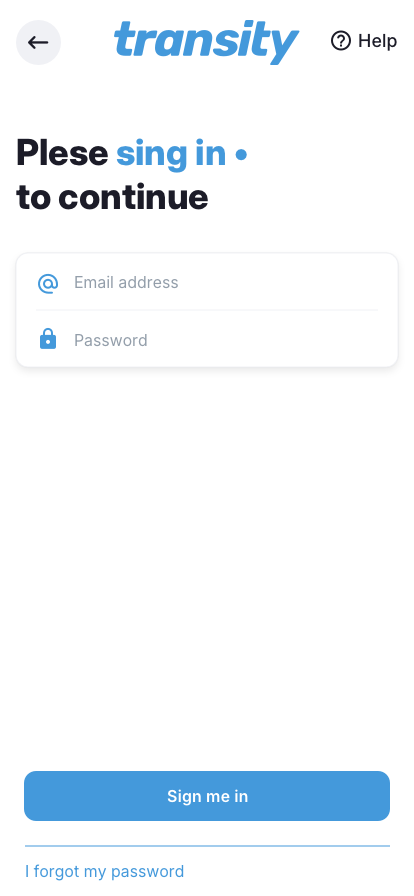 Driver app sign-in UI