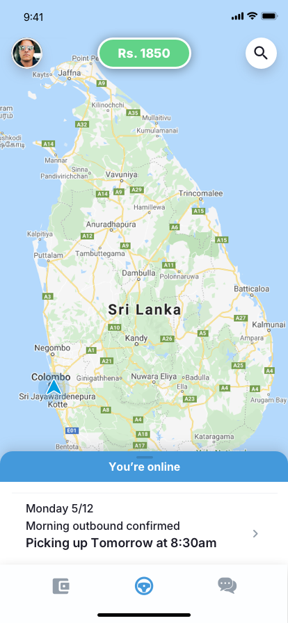Driver app usual-landing UI