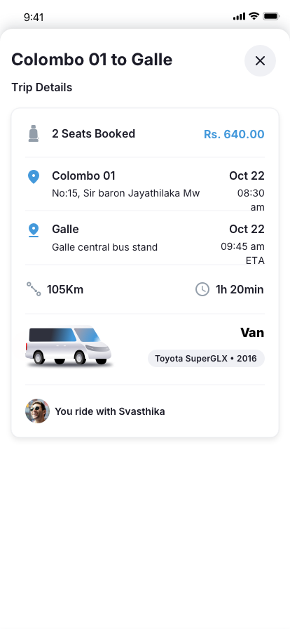 Rider app single-booking UI