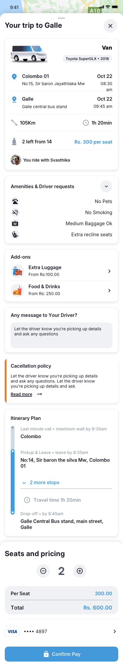 Rider app Full-Trip UI