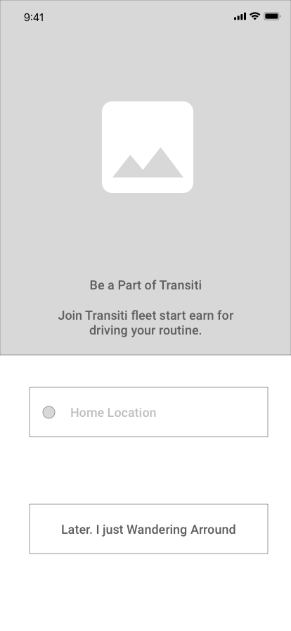 Driver wireframe home address setup screen