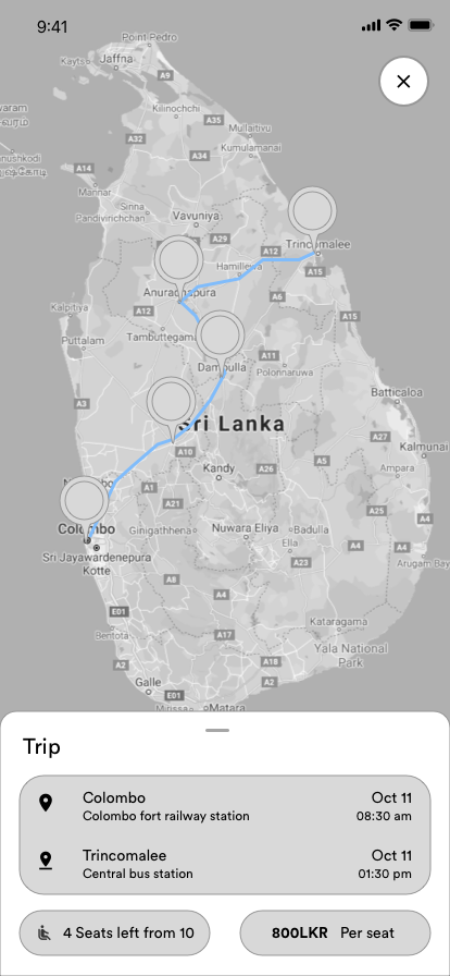Rider wireframe single destination result view