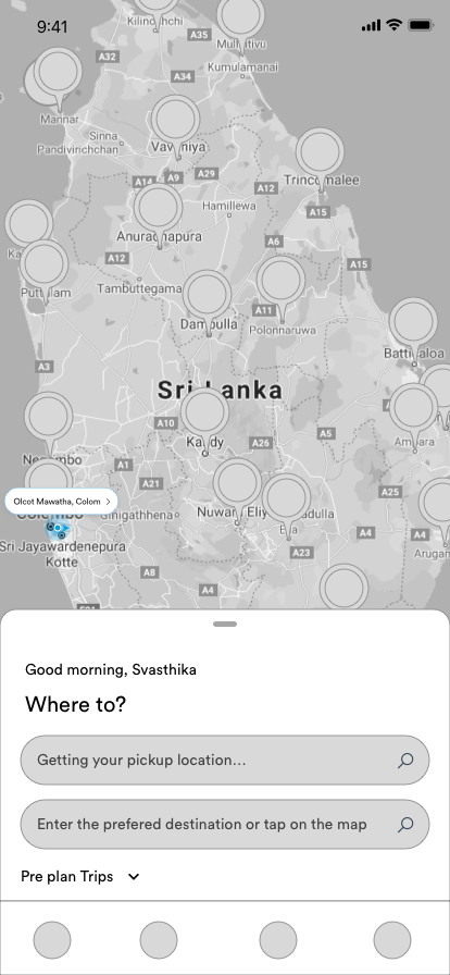 Rider wireframe common landing screen