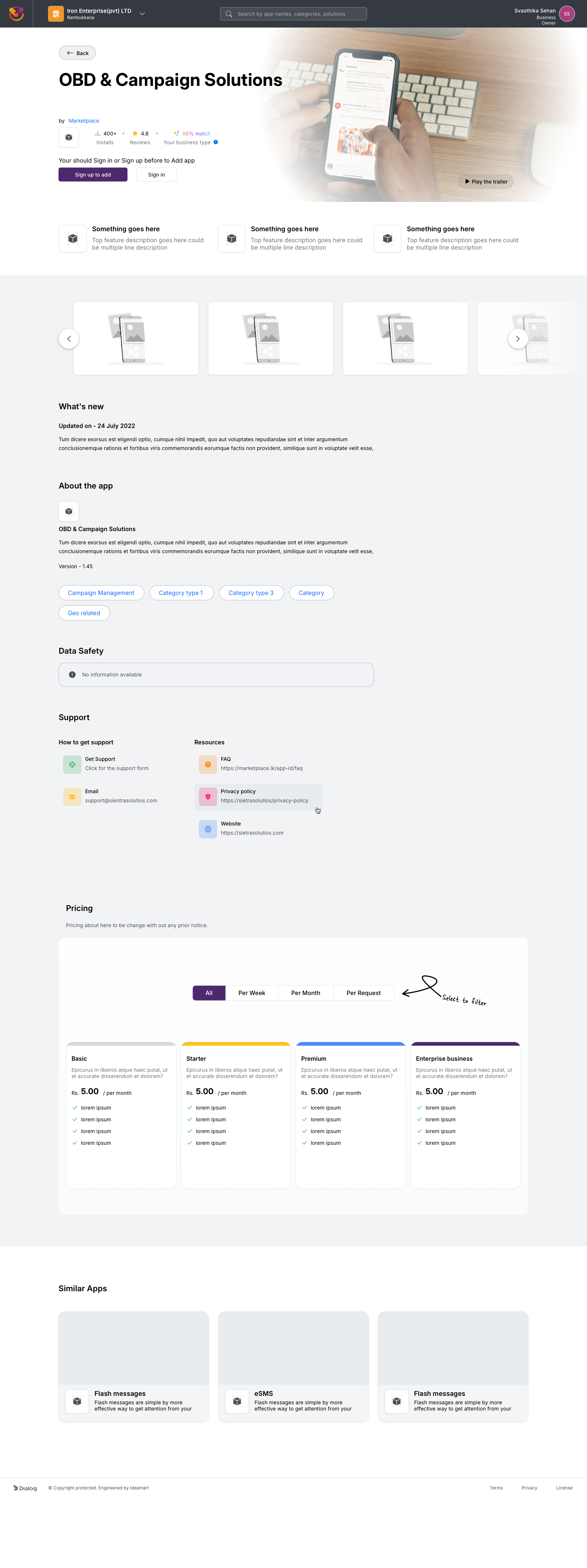 Single widget detail page accessible without sign-in