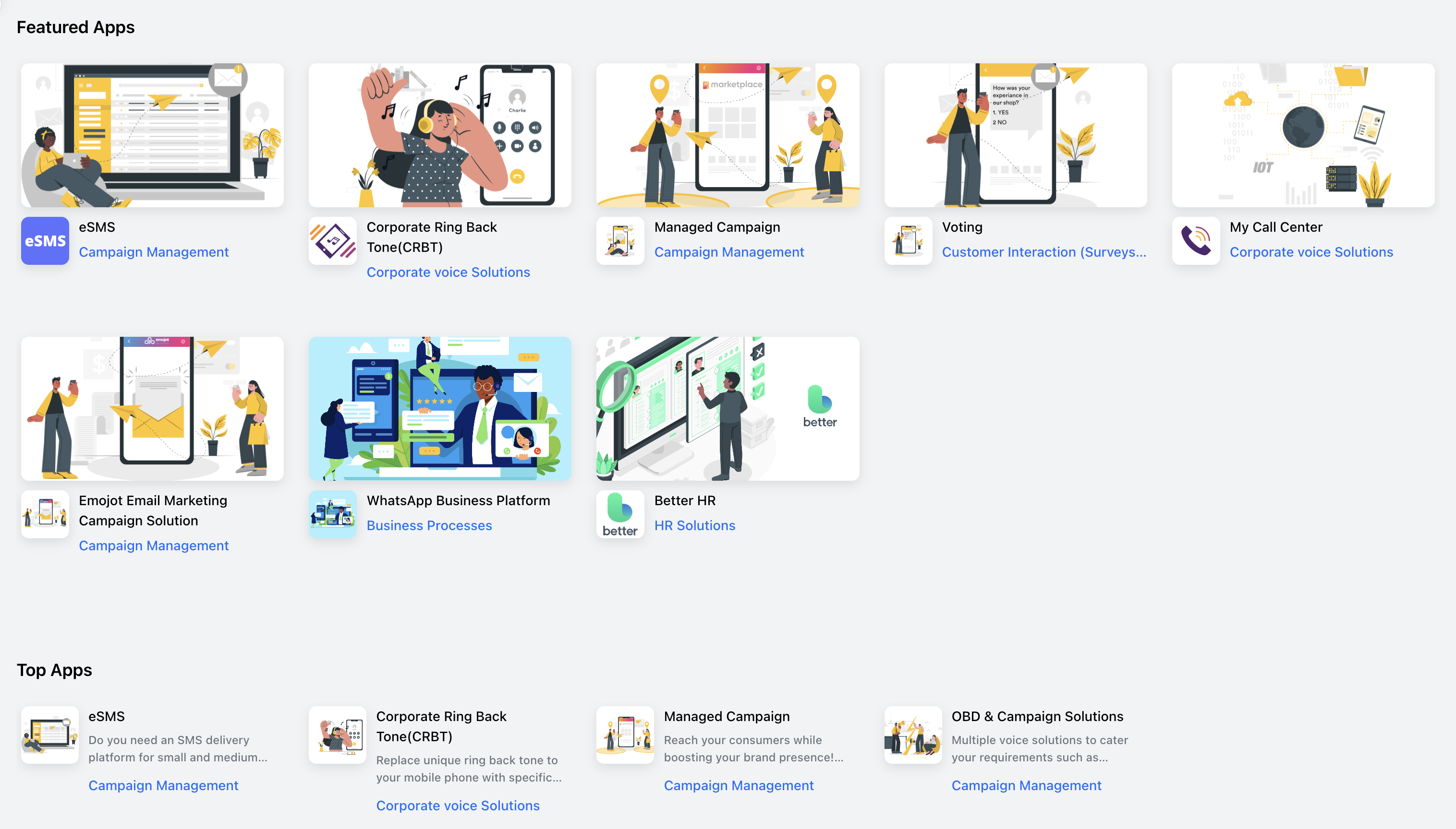 Featured Apps and Top Apps sections from the Discover page