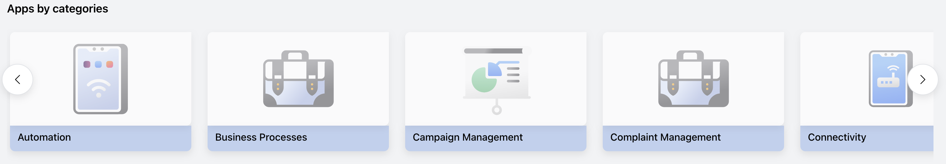 Apps by Categories horizontal carousel from the Discover page