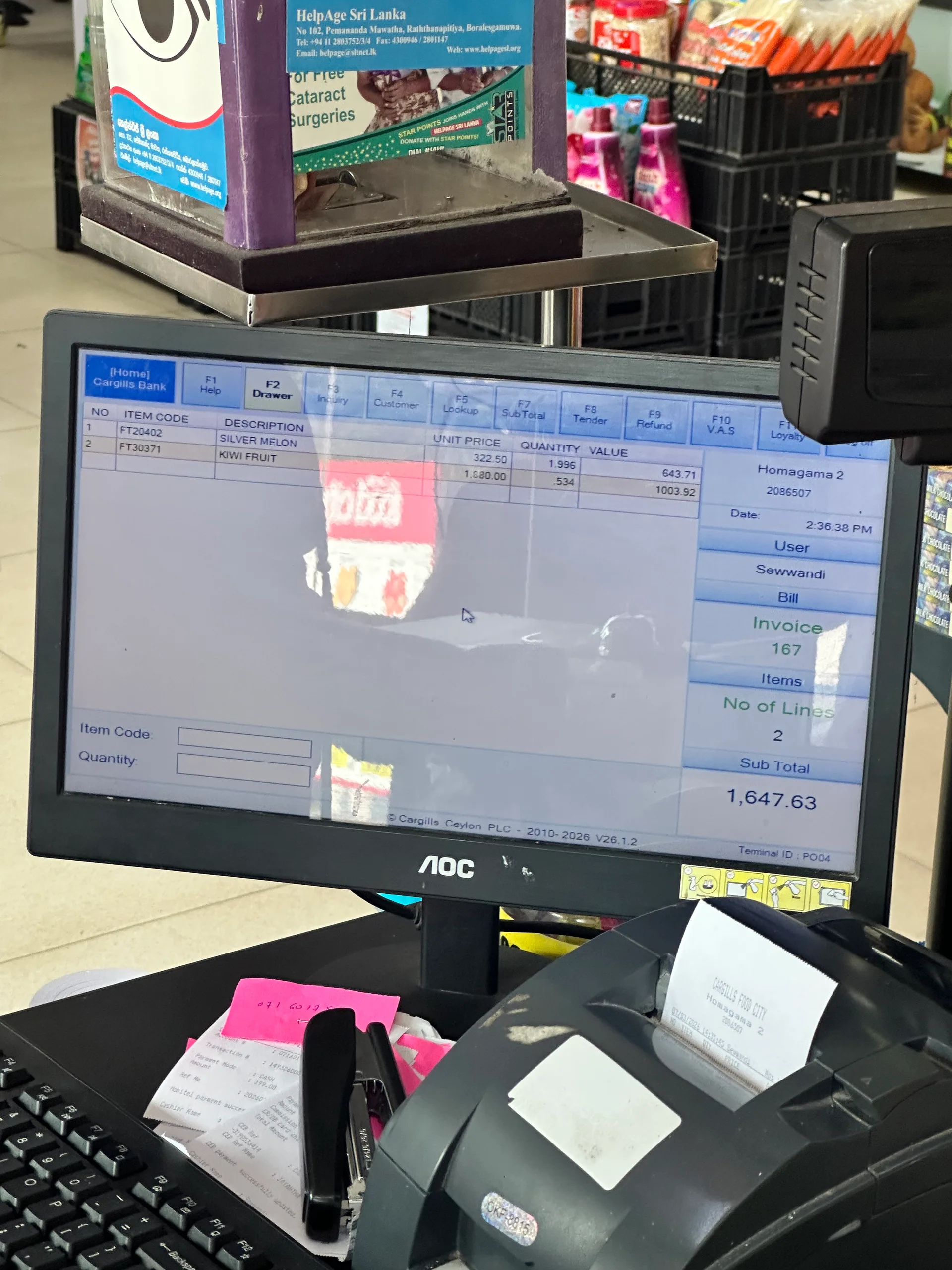 Live supermarket counter capture in Cargills during active operations