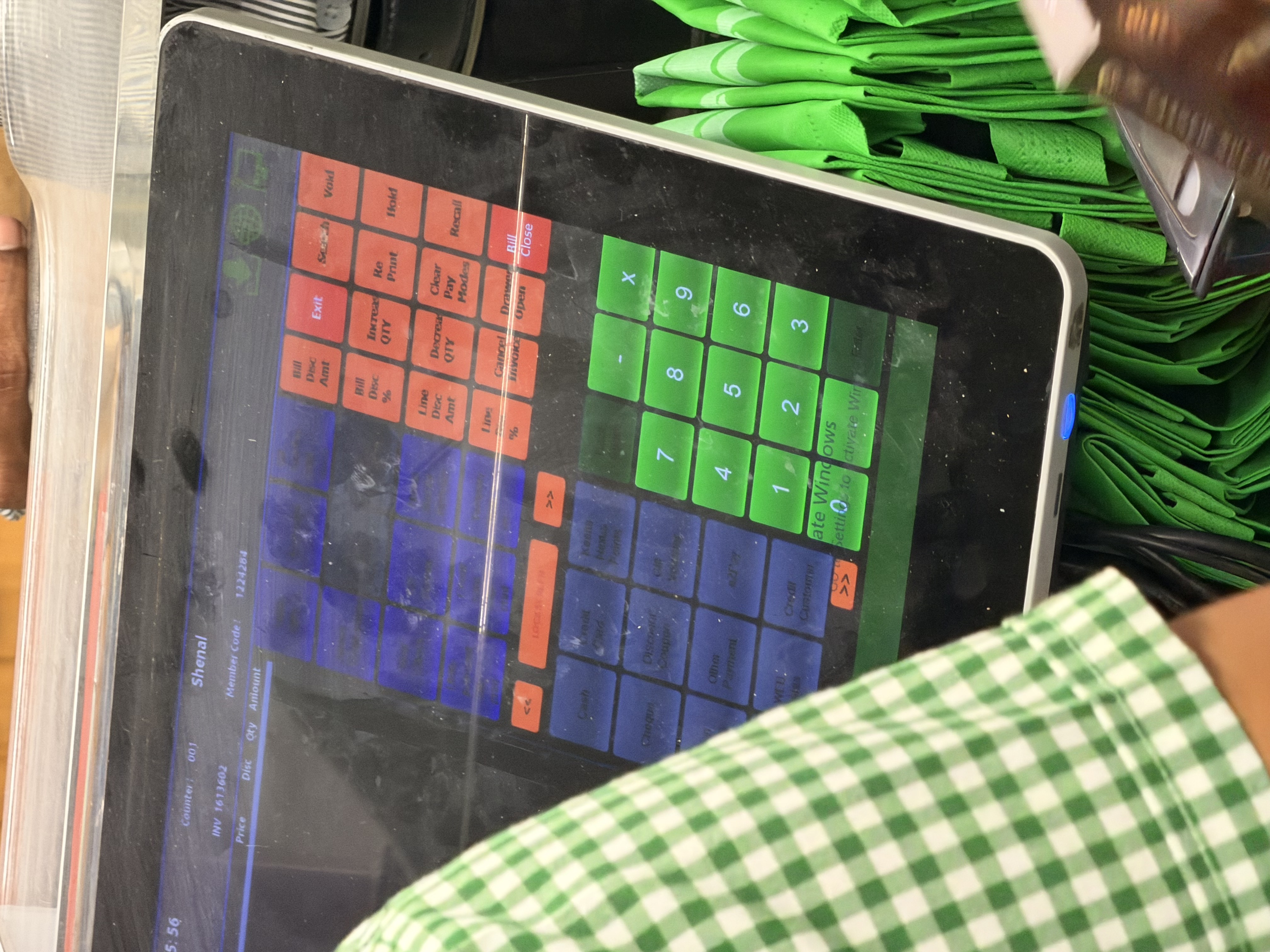 Live POS action screen seen during supermarket operation