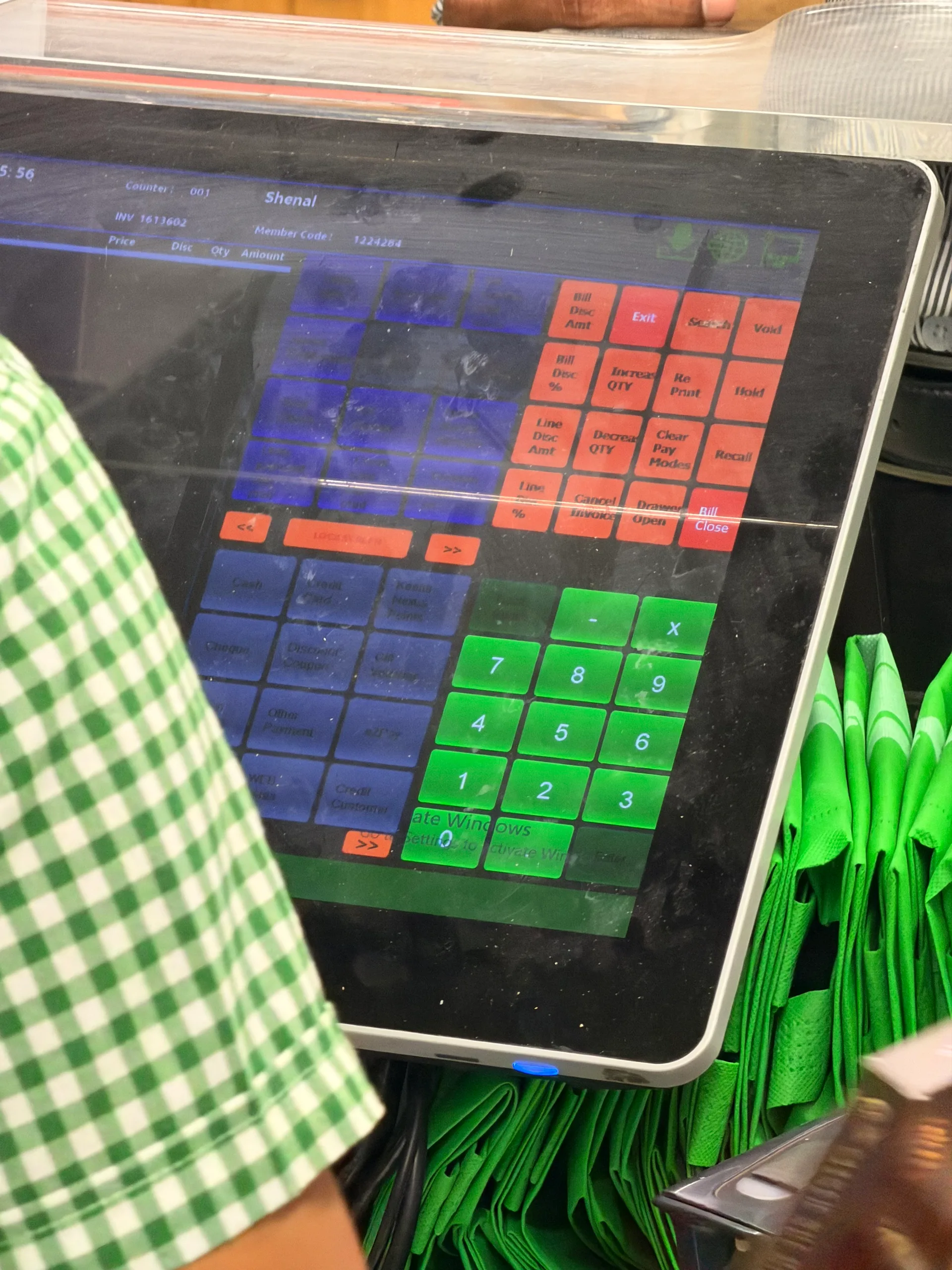 Live POS action screen seen during supermarket operation